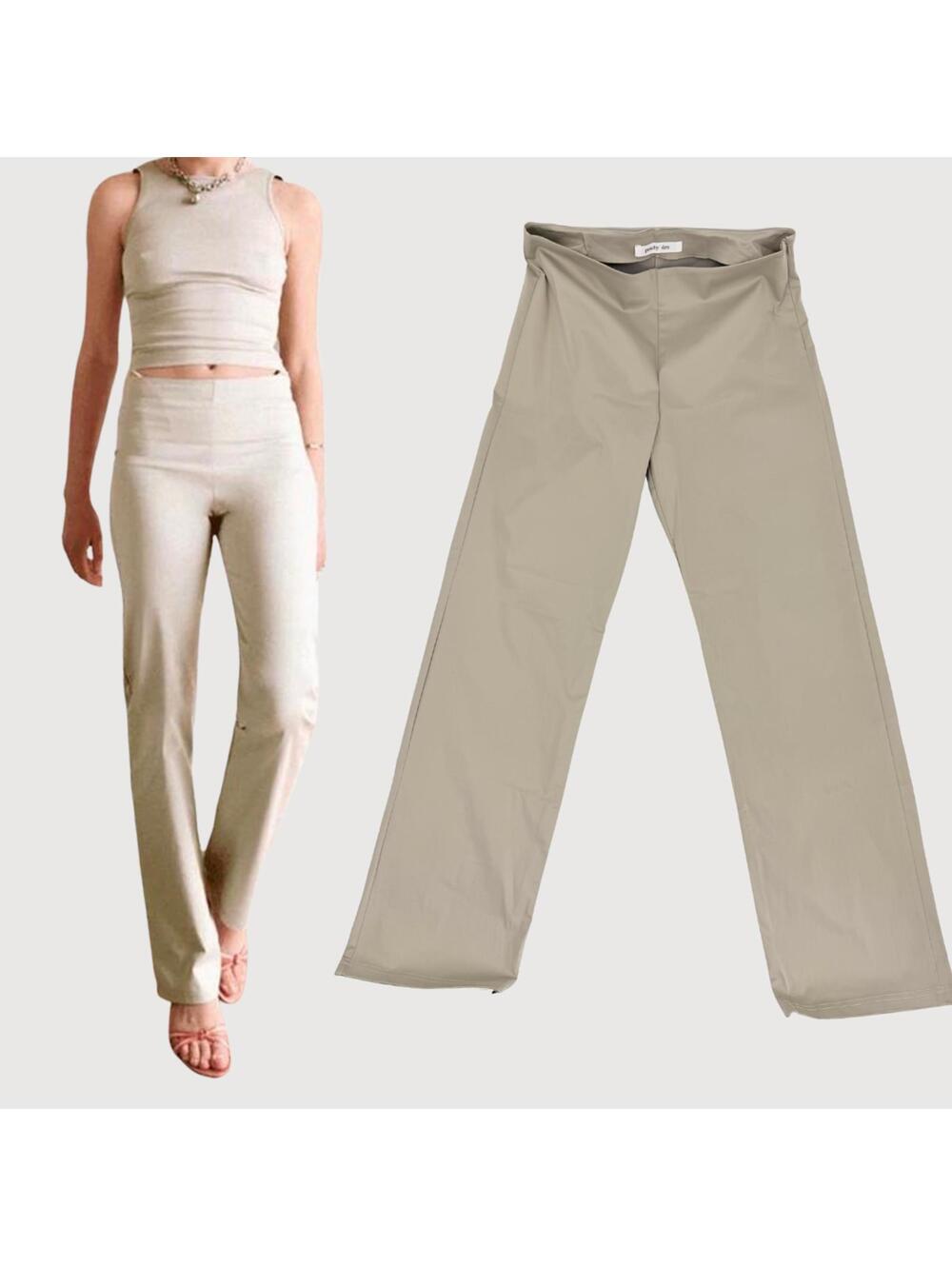 Peachy Den Luella Trousers Stone Straight Leg L Minimalist